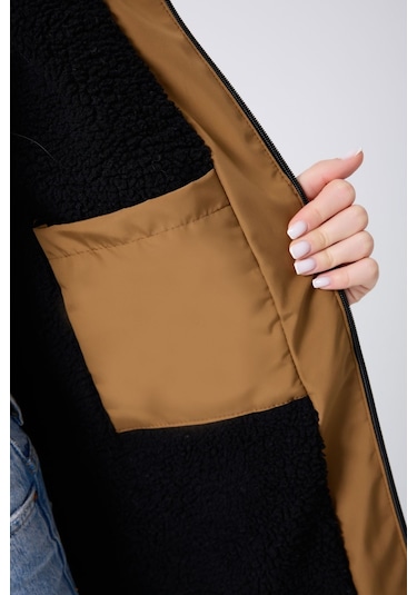 Montland Kadın Taba İçi Kürklü Su Ve Rüzgar Geçirmez Kapüşonlu Kışlık Mont Taba