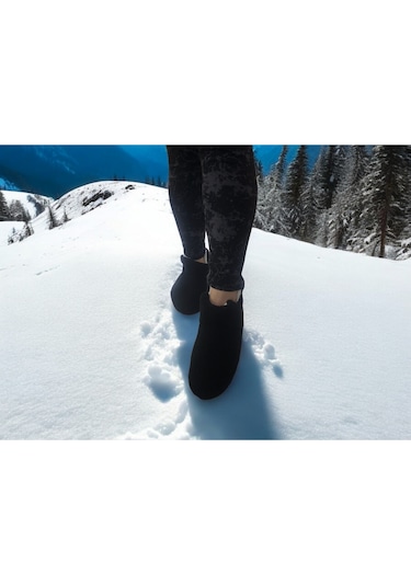 Ortopedik Yumuşacık Kışlık Hafif Taban Ev Botu Ve Pandufu Siyah