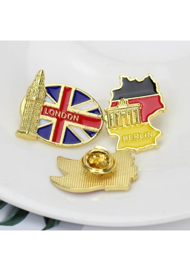 Dünyaca Ünlü Bina Broşu Kalp Şekli Bayrağı Hatıra Anı Çinko Mp276-1 Mp276-1 Çok Renkli