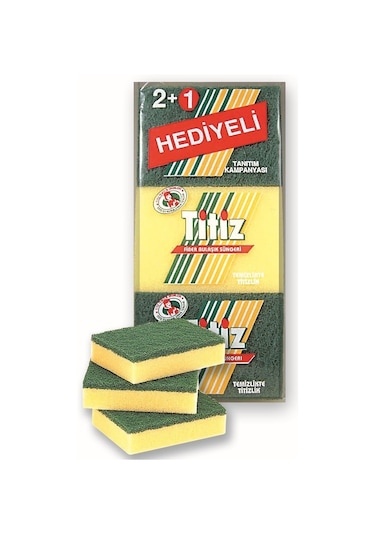 Titiz Fiber Bulaşık Süngeri Sarı 3'lü