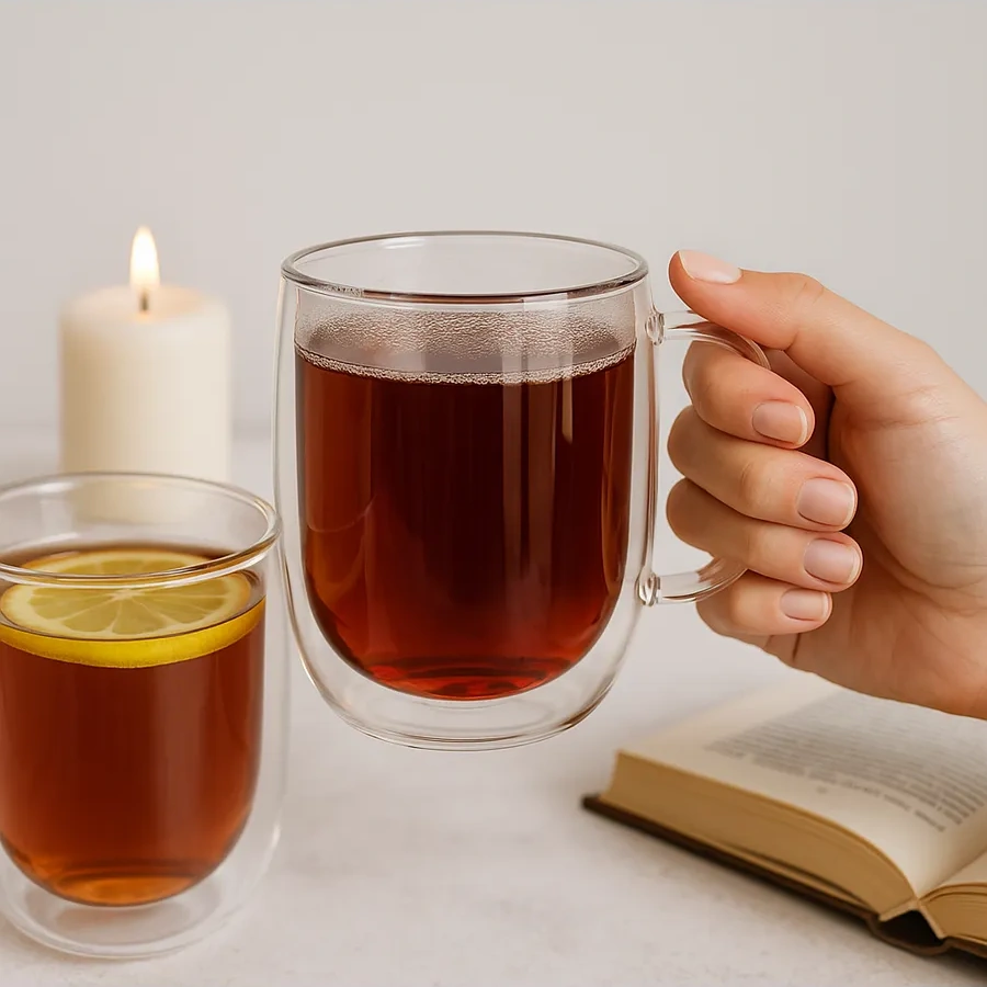 Cnglass Kapuçino Ve Latte İçin Çift Duvarlı Kupa 355 Ml 2 Adet. 7285385 Beyaz