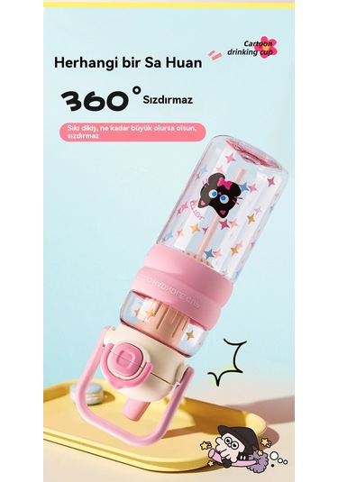 Jian Fan Plastik Su Bardağı Karikatür Hasır Bardak Mavi Mavi