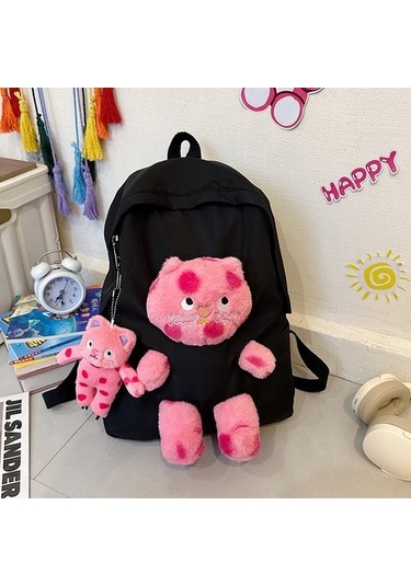 Sevimli Bebek Kedi Çok Yönlü Kız Sırt Çantası Kişiselleştirilmiş Peluş Bebek Çocuk Küçük Sırt Çantası 8999 Beyaz