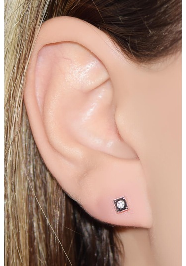 Tektaş Kare Model Elmas Küpe