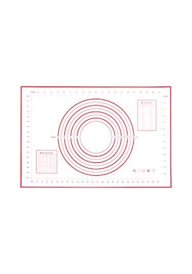 Padalink Kesikli Silikon Hamur Hazırlama Ve Fırın Matı - 60x40 Cm Kırmızı - Fırınlama & Barbekü Gereci Kırmızı
