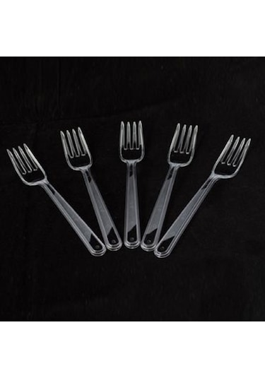 Armax Yeni Lüks Plastik Çatal 100 Adet Şeffaf