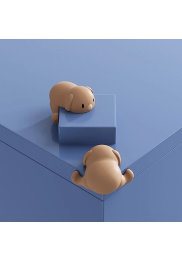 Xiyyadms Kartoon Köpek Desenli Silikon Masa Köşesi Koruyucu, Çocuk Güvenliği İçin Yumuşak Çarpma Engelleyici, 4 Renk Seçeneği, 4 Adet/ Paket Beyaz