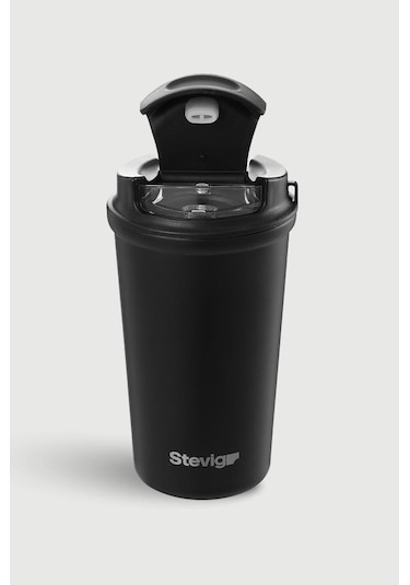 Stevig 4 Work Flip Open Coffee Mug Çelik Termos 400 Ml Black St-250 Siyah