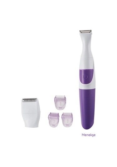 Elektrikli Epilasyon Cihazı Erkek Kadın Tıraş Cihazı Özel Tıraş Cihazı İkisi Bir Arada Mor 2 Bıçak Kafası 2 Limit Tarak Pil
