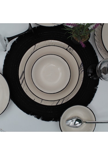 Anka 18 Parça 6 Kişilik Yemek Takımı- Desenli File