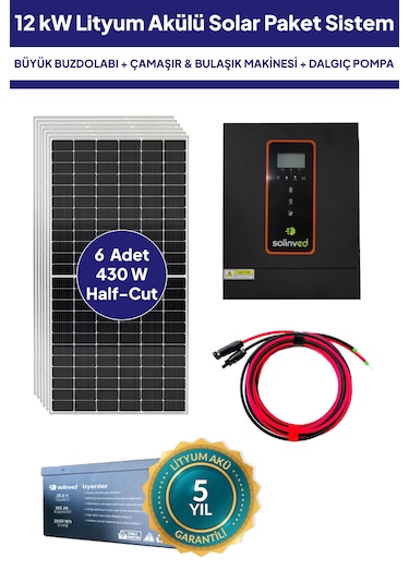 12 Kw Lityum Akülü Solar Güneş Enerjisi Sistemi