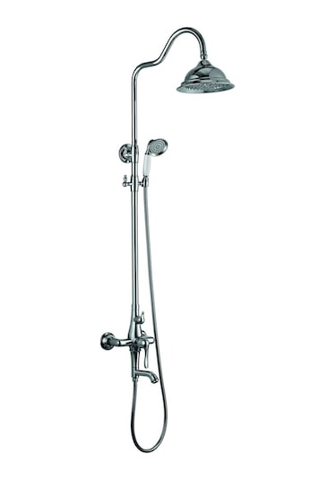 Fause Rustik Kolonlu Bataryalı Tepe Duş Seti Vintage Kds100 Krom