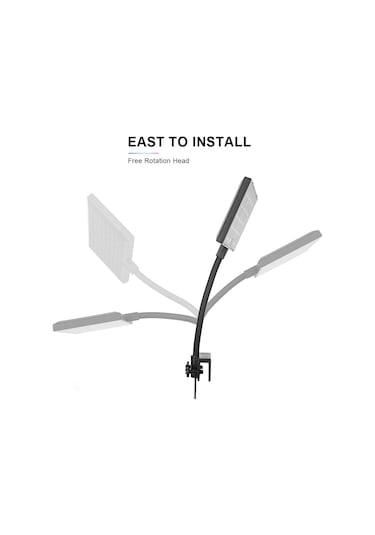 Moveevo Klipsli Döner Beyaz Led Akvaryum Işığı Resif, Mercan Ve Sucul Bitkiler İçin Aydınlatma Siyah