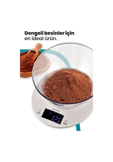 Goldmaster Menekşe Geniş Led Ekranlı Dokunmatik Dijital Hassas 1Gr-5Kg Mutfak Tartısı Terazisi