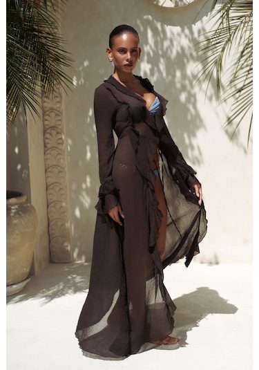 Freya Kahve Uzun Elbise Kahve