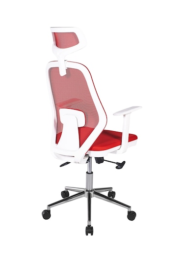 Ofisbazaar Dali Beyaz Fileli Yönetici Koltuğu Ergonomik Başlıklı Ofis Koltuğu Kırmızı Kırmızı