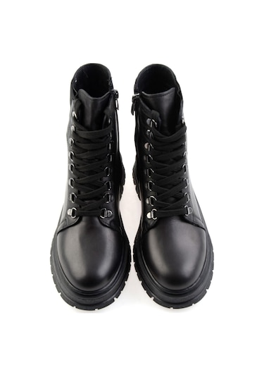 Siyah Hakiki Deri Kadın Bot & Bootie K02462040403 Siyah