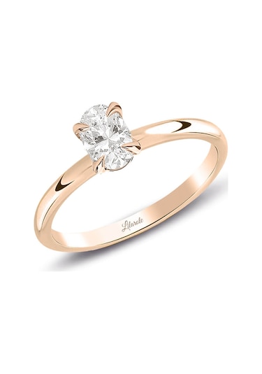 Lilarote 0.40 Ct Pırlanta Oval Tektaş Rose Yüzük