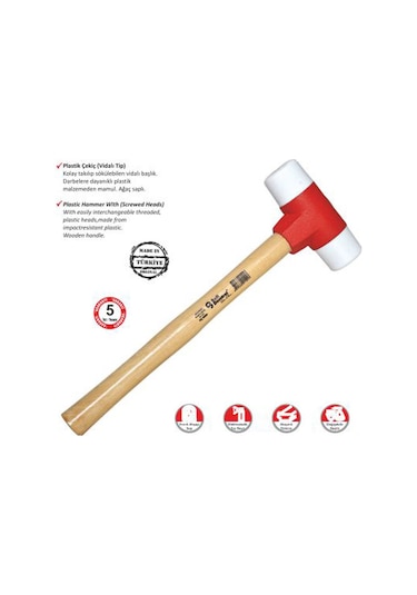 S.d. Sert Plastik Çekiç No:30 - Ahşap Saplı