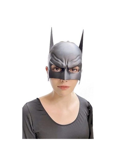 Siyah Renk Çocuk Boy Arkadan Lastikli Batman Maskesi A Kalite 20x14 Cm Renkli