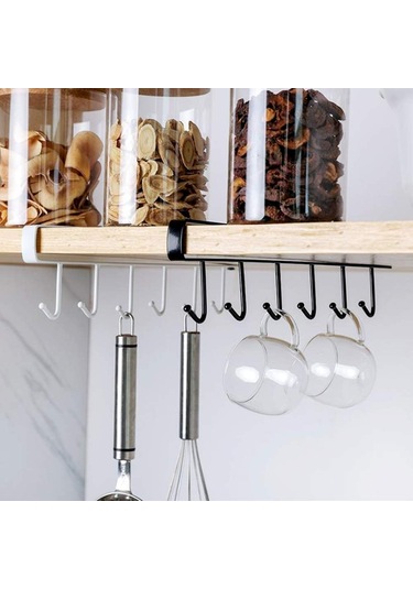 Raf Dolap Rafı Kupa Çay Fincanı Kancası Saklama Tutucu Dolap Ek Parçası Kupa Tutucu Bardak Tutucu 6 Kanca Kahve Fincanı Tutucu Asılı Saklama -2 Adet Çok Renkli