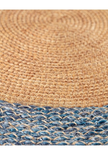 Madame Coco Vernal Yuvarlak Kilim - Naturel/mavi - 100 Cm 8684427222683 Çok Renkli