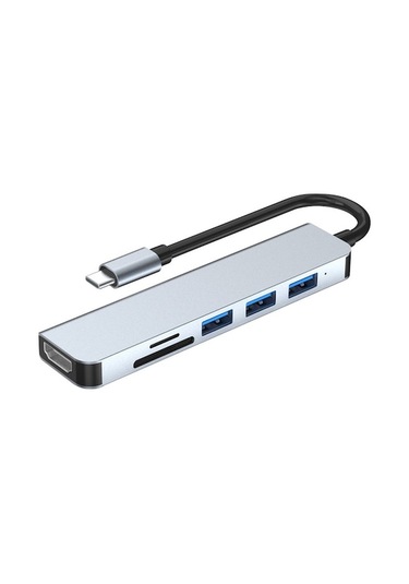 6 Lı Type-c Hub: Usb3.0, Usb2.0, Hdmı, Sd/tf Kart Yuvası, Alüminyum Kasa, 4k Çözünürlük