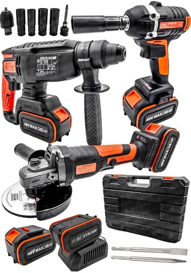 Moonshop 48V Profesyonel 3'lü Set Kırıcı Delici Somun Sıkma Taşla