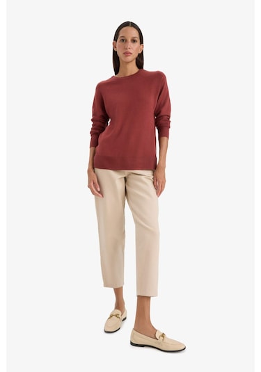 Defacto Relax Fit Bisiklet Yaka Kazak I6913az25wnbn320 Kahve