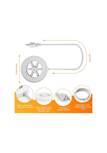 Xindoker 70w Otomatik Sıcaklık Kontrollü Kuş Banyosu Isıtıcı - Kışlık Dış Mekan Buz Çözücü - 1 Metre Kablolu Amerika Standartı
