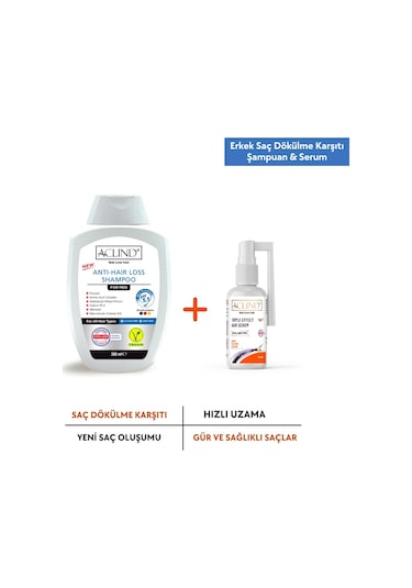 Aclind Erkeklere Özel Dökülme Karşıtı Şampuan 300 ML + Serum 50 ML