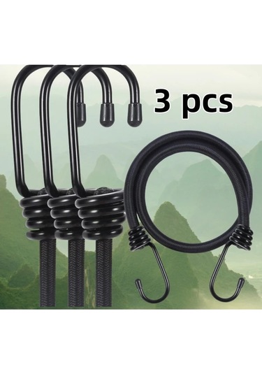 Elmpaly Ağır Hizmet Tipi 3'lü Askılı Elastik Bağlama Kayışı - Çadır, Bisiklet, Bagaj Bağı