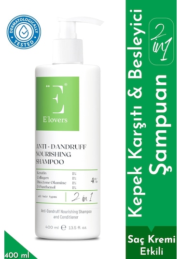 E'lovers Kepeğe Karşı Etkili Besleyici 2'si 1 Arada Şampuan ve Saç Kremi 400 ML