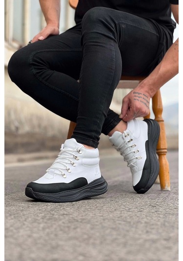 Wagoon Wg035 Kömür Beyaz Yüksek Taban Yarım Bilek Bot Çok Renkli