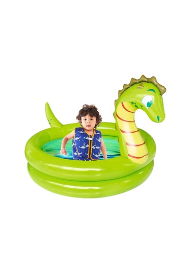 Yeşil Hayvan Figürlü Şişme Çocuk Havuzu, Bebek Yüzme Havusu, Yuvarlak Oyun Havuzu Yumuşak Tabanlı Yeşil