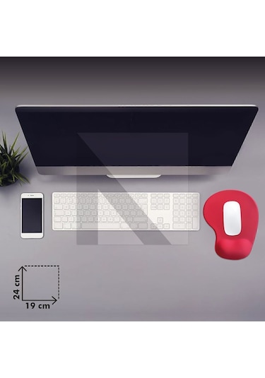 MP01 - Kırmızı Elips Bilek Destekli Konforlu Kaymaz Taban