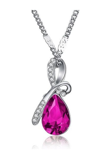 Saatcaddesi Dönence Renkli Kristal Taşlı Bayan Kolye