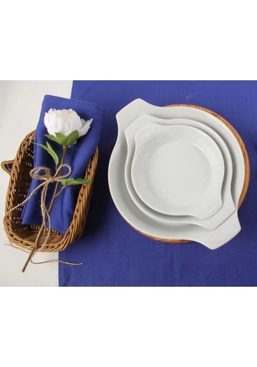 Porland Porselen Beyaz Sahan Set 21cm - 17cm - 14cm Çok Renkli