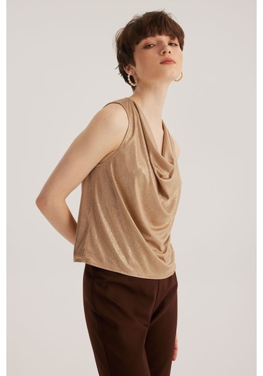 Stella Pulvis Bej Degaje Yaka Bluz Bej