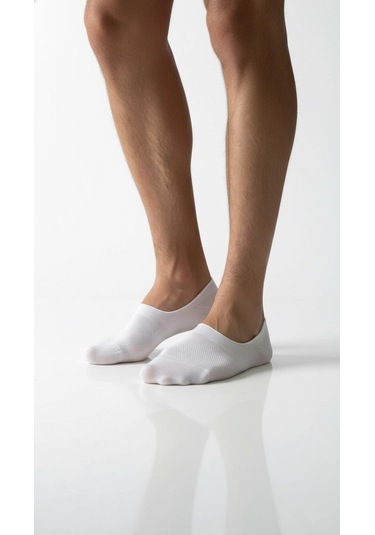 Erkek Görünmez Çorap Kaydırmaz Topuk Silikonlu, Terletmeyen Babet Çorap Beyaz