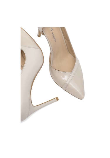 Elit Arlena Kadın Hakiki Deri Stiletto Bej Bej