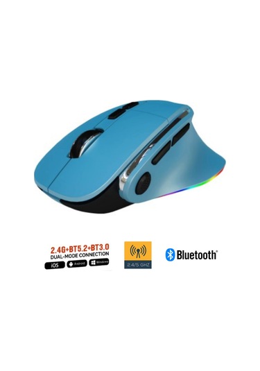 Kablosuz Ergonomik Zarif Tasarım Rgb Dual Moude 2.4ghz+bt5.0 Ofis Ve Gaming Oyuncu Faresi Diğer