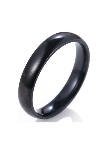 6 Mm Bombeli Çelik Alyans Çifti Söz Yüzükleri Siyah Cl12