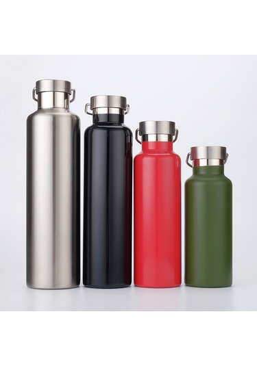 304 Vakumlu Paslanmaz Çelik Vakum Şişesi Çift Katmanlı Büyük Kapasiteli Dış Mekan Su Şişesi Dağcılık Spor Şişesi, Kapasite: 600ml Siyah