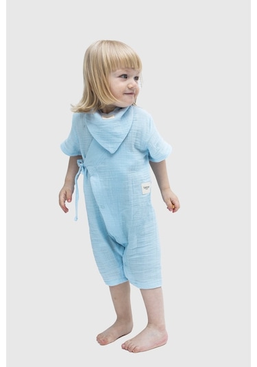 Totzee Uzun Kimono Tulum Bebek Mavisi Mavi