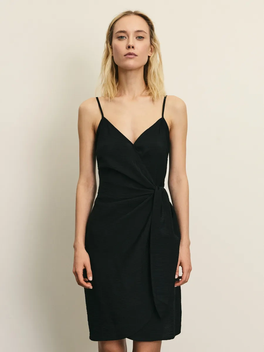 Zarına Yazlık Kısa Elbise Askılı Tek Renkli 371764947 Siyah