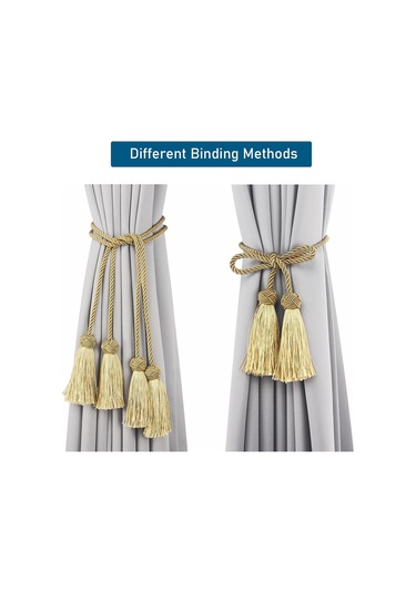 2'li Paket Altın, Zarif Perde Bağları, Püsküllü El Dokuma Pencere Dekorasyonları İçin Halat Dekoratif Perde Bağları, Diğer