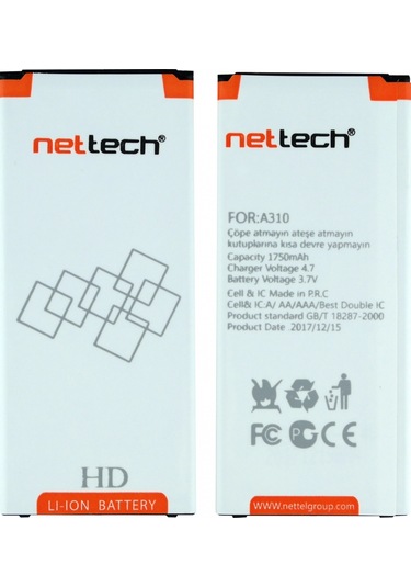 Samsung Galaxy Uyumlu A310 A3 2016 için Nettech 1750 Mah Lityum-Lion Bat