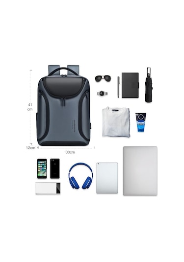 Senshidun-740 Çok Amaçlı Usb Şarj Portlu 16" Laptop Sırt Çantası Siyah