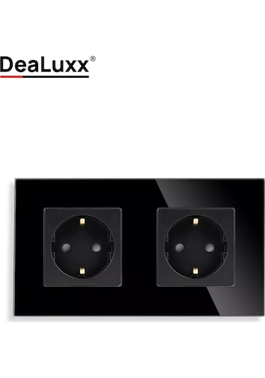 Dealuxx Cam Çerçeveli Siyah Çift Prizli Priz 193877878